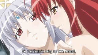Busty Hentai Redhead And White Eyed Lesbian With Tail Fingering