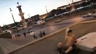 Shameless Russian Chick Naked Masturbating in Public
