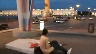 Shameless Russian Chick Naked Masturbating in Public