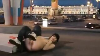 Shameless Russian Chick Naked Masturbating in Public