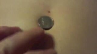 Lucky Guy Bellybutton Fingering With a Coin and 3 Teen Girls